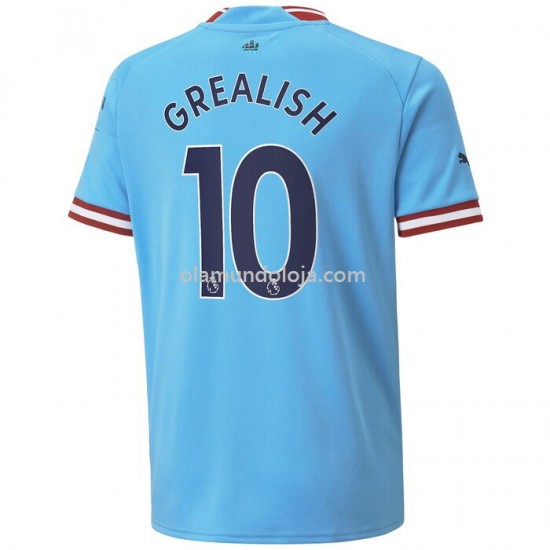 Camisola Manchester City Grealish 10 Equipamento Primeiro 2022-2023 Manga Corta